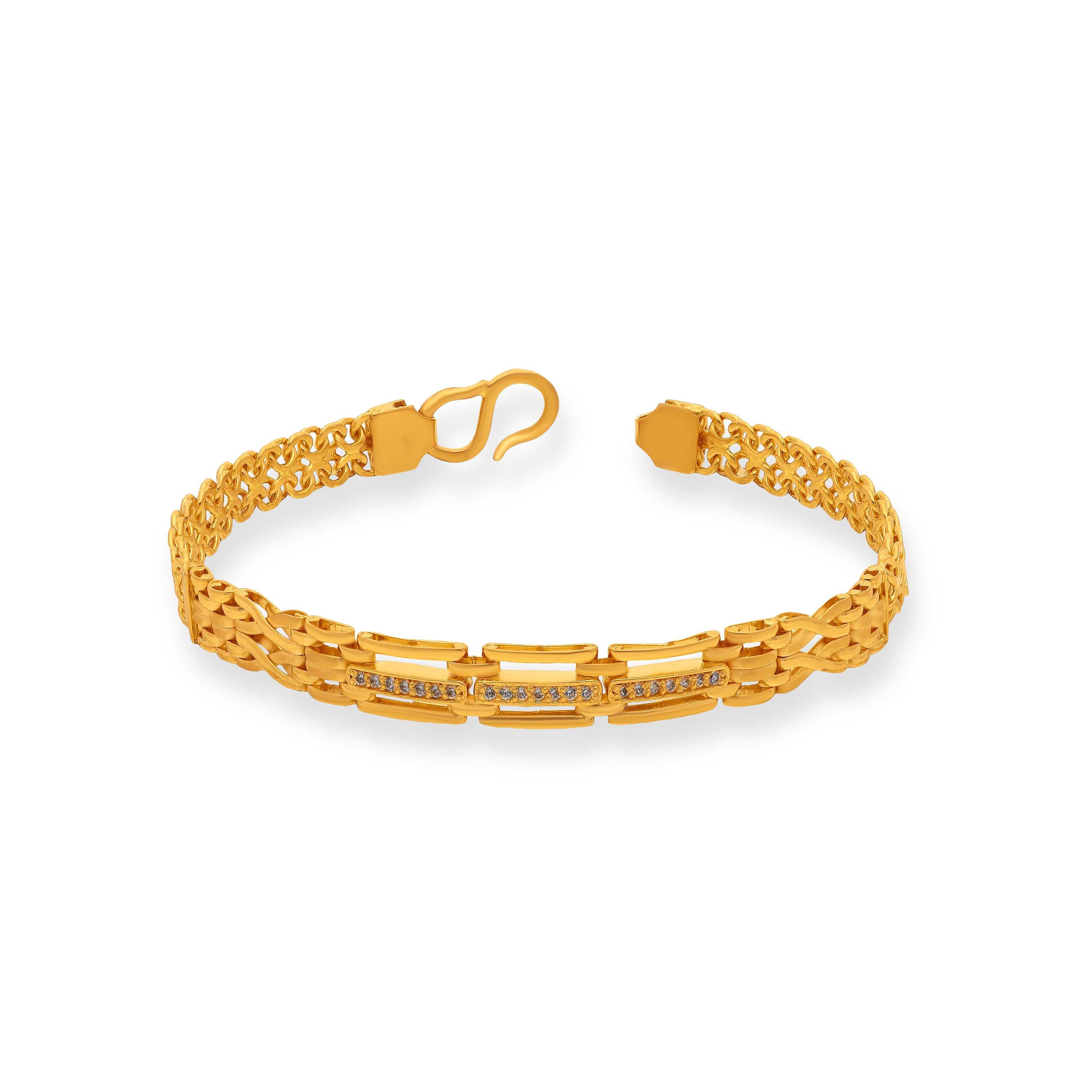 Luxury Gold-Tone Link Bracelet with Embedded Stone Detailing