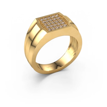 Bold Gold-Tone Men’s Ring with Pavé Top Detail